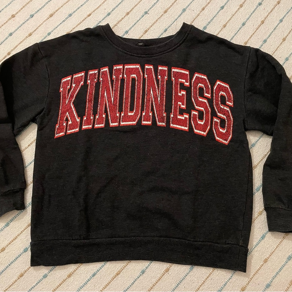 Art Class Girls KINDNESS Varsity Crewneck Sweatshirt Black Size Large 10/12